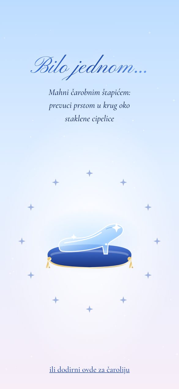 Čarolija na dodir oko staklene cipelice